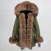 女性の毛皮の冬のジャケット女性防水性長いパーカー本物のコート天然襟フード濃い暖かい通りの厚い202222