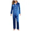 Accueil Vêtements Femmes Satin Pyjamas Pyjamas Ensemble Vêtements De Nuit Pijama Couple Costume Femme Sommeil Deux Pièces Hommes Plus La Taille Loungewear # T1G