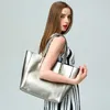 Evening Bags Women Real Soft Leather Shoulder Bag Fashion Satchel All Match Casual Tote Crossbody Black Elegant Messenger Silver