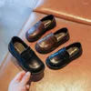 Flat Shoes 2022 Spring Boys British Fashion All-match Children's Kids Girls Black Soft Sole Round Toe XZ168