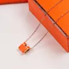 CNC Versão alta colares de pingentes de prata H Colar de carta feminina em forma de H fêmea POP POP OVAL 18K Luxo Chain de Clavícula de Esmalte Rosa de Goldes Rosa