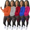 Tasarımcı Marka Kadın Trailsits Pamuk Jogging Takım Sıradan 2 Parça Setler Baskılı Uzun Kollu Sweatsuits 2022 Sonbahar Kış Giysileri Leydi Kıyafetler Ceket ve Pantolon 8681-7