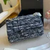 Torebka wieczorowa klasyczna podwójna klapa Tweedowe torebki crossbody francja marka kobiety jakość Matelasse torby na ramię z łańcuszkiem moda Multi Poc