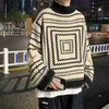 Suéteres masculinos MOMENTOS MOGO PALLOVERS DE NOCKS Design Harajuku High Street Sweeter Longo Longo Sweater S-3xl BF malha de rua vintage Jumper listrado G221010