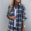 Retail Fall And Winter Women Plaid Designer Shirt Loose Leisure Long Sleeve Thick Shirt Coat