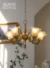 Lampy wiszące amerykańskie retro miedziane żyrandol francuski biały szklany szklany salon lampa do sypialni