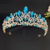 Couronne de mariage en strass cristal Rose bleu ciel, diadèmes de mariée, accessoires de coiffure pour cheveux, couvre-chef de fête pour femmes