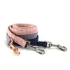 Colarinhos de cães macios e confortáveis ​​Tweed Fabric Ajusta jeans de jeans da coleira rosa dourada prata fivela de suprimentos de animais de estimação sólidos