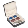 Smyckespåsar Box Portable Storage Case Organizer Zipper Cosmetic Bag Faux Leather Earrings Rings Holder