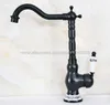 Kitchen Faucets Single Holder Hole Sink Faucet Swivel Spout Ceramic Handle Black Brass Mixer Water Taps Knf657