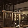 Personlighetsrestaurang Bambu h￤ngslampor Creative Bar Table Cafe Hanging Lamp Hush￥llskl￤dbutik LED Pendant Light Commercial Chandelier Lighting