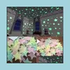 パーティーデコレーション100家の装飾壁ステッカー輝くカラーフ星蛍光壁ステッカーベッドルームチャイルドケアルームTS2 INVENTO DHI8N