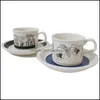 Tassen Untertassen Mittelalterliche kreative Kaffeetasse und Untertasse Set literarische Retro-Stil Nachmittagstee Keramik Home Office Trinkbecher Drop D Dhdo8