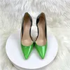 Lyxvarumärke S skor Gradient Black Green Women Pointy Toe Side Cut High Heel Shoes Elegant Shiny Patent Leather Heels Ladies D'Orsay Dress Stiletto Pumps3644337