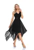 A-Line-Kleider mit besonderen Anlässen ärmellose Spitze Chiffon Unregelmäßiger Rock Abend Mode Cocktail Doppel V-Ausschnitt Party Kleid Tw00046