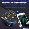 Bluetooth Car Kit Wireless Hands Bluetooth 5.0 FM Sändarbil Mp3 Player Voltage Detection Dual USB Charger Support U Disk Drop D DH1CE