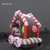 Publicidade ao ar livre Modelo inflável de trem de doces de Natal com cartoon urso para decoração de natal