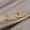 Stud Earrings Fashion Design Sense Shining Zircon Back Hanging For Woman Luxury Two Ways To Wear Wedding Jewelry250H