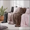 Coperte Coperte Mezza lana di pecora Coperta lavorata a maglia Leopardo Peluche 236H Consegna goccia 2022 Tessili per giardino domestico Otqgy