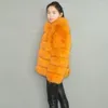 Women's Fur Real Coat Woman 2022 Models Stand Collar Long Sleeves Transverse Stripe 12