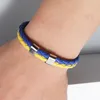 Связанные браслеты изящное плетеное кожаное веревочное браслетное браслет национальный флаг Европейский браслет Страна Желтые голубые ювелирные изделия присутствуют унисекс