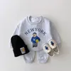 Conjuntos de roupas para menino menina menina com pullocatomia de moletons simples calças de algodão sólido de algodão 2pc Terno para crianças