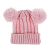 Bonnet D'hiver Crochet Tricoté Chapeaux Accessoires De Cheveux Double Boules Twist Chaud Laine Tricot Chapeau En Plein Air Bébé Ski Chapeaux De Fête Filles Doux Crâne Cap