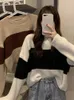 Women's Sweaters Short Striped Sweater Women's Winter 2022 Lazy Loose Outer Wear Early Long Sleeve Top