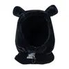 Bérets En Peluche Oreille Balaclava Mignon Ours Chapeau Bavoir Avec Cordon Réglable Cadeau Pour Noël Année Thanksgiving Valentine