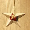 Juldekorationer Xmas hängande hänge jultomten snögubbe mönster järn fem spetsiga stjärnprydnader för hemträddekor