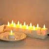 Bougies Ensemble de 12 bougies LED rechargeables sans flamme, lampe électrique statique sans cire, décoration de Table de saint-valentin, de mariage, de noël, ambre 221010