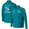 F1 Team 2022 dragkedja tröja för män gröna racing kostym avslappnad sporttröja kappa