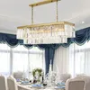 Chandeliers Square Gold Crystal American For Restaurant Dining Room Bedroom Study Living LED Bulbs