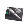 Paladin886 NC002 Pipe à fumer Dab Rig Bubbler Bong Boîte-cadeau noire 10 mm en acier inoxydable Clip à ongles Plat de cire en ligne Tuyaux en verre Perc d'eau