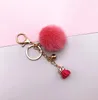 Einfach zu tragen Schlüsselschüben kreativ lustige schöne schöne Kugelspielzeug Bogenknoten Quasten Fruchtfarbe Snap Haken schwimmende Schlüsselkette Geschenk für Frauen