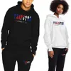 Mens Tracksuits Mens Tracksuit 트렌드 후드 2 조각 세트 까마귀 스웨트 셔츠 스웨트 팬츠 스포츠웨어 조깅 복장 Trapstar Man Clothing 221010