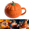 Mugs Cute Pumpkin Ceramics Coffee Mug Milk Soup Cup With Lid Breakfast Water Office Home Drinkware Teacup Decoration Morning