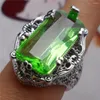 Pierścionki ślubne damskie zielone zielone kryształowy pierścień Kamienny Kamień Vintage Bridal Square zaręczyny