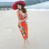 Dames badkleding grote verkoop bohemian vrouwen zomer strandjurk bikini cover-ups zwemkleding cover up sexy diep v-neck gewaad