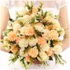 Fiori decorativi Ortensie artificiali Bouquet da sposa da sposa per decorazioni da tavola finte in seta per feste in giardino Flores