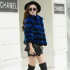 Women's Fur Real Rex Coat Woman Chinchilla Short 2022 Models Blue and 30