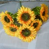 Faux Floral Greenery SunMade 7Heads Luxury Large Sunflower Bouquet Artificial Flowers Fall Decor Flower Pots Decorative Living Room Decoration 221010