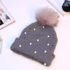 Berets Fashion Pearl Fur Pom Зимние теплые вязаные шляпы капот для женщин девочки черепа Beanie Hat Femme Cap Gorras Invierno повседневная