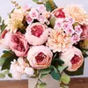 Fleurs décoratives fête joie artificielle pivoine Dahlia Bouquet pour mariée Hander mariage maison Table bricolage décor faux