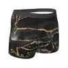 Unterhosen Glitzer Marmor Unterwäsche Schwarz und Gold Marmor Schlichtes Höschen Benutzerdefinierte Shorts Slips 3D-Beutel Männlich Plus Size Boxer