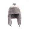 Berets Kinder-Wintermütze mit Ohrenklappen, warme russische Uschanka für Mädchen und Jungen, dicke, winddichte Kunstfell-Bombermütze für Kinder