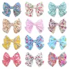 Прекрасные девочки для печати цветок богемный стиль лук Bb Hair Clips Headwear Дети милые полиэстерские шпильки волосы аксессуары для волос