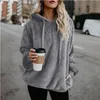 Women's Fleece Hooded Sweatshirt Coat Loose Plus Size Winter Warm Long Sleeve Plush Hoodies Jacket Sweaters S-5XL