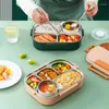 Set di stoviglie portapranzo portatile in acciaio inossidabile per contenitori per snack isolati in stile giapponese Bento Storage per bambini