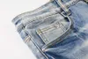 Дизайнерские джинсы Мужская краска краска джинсовая ткань, рваная с дырой, скинни подходит для стройного байкера мото
